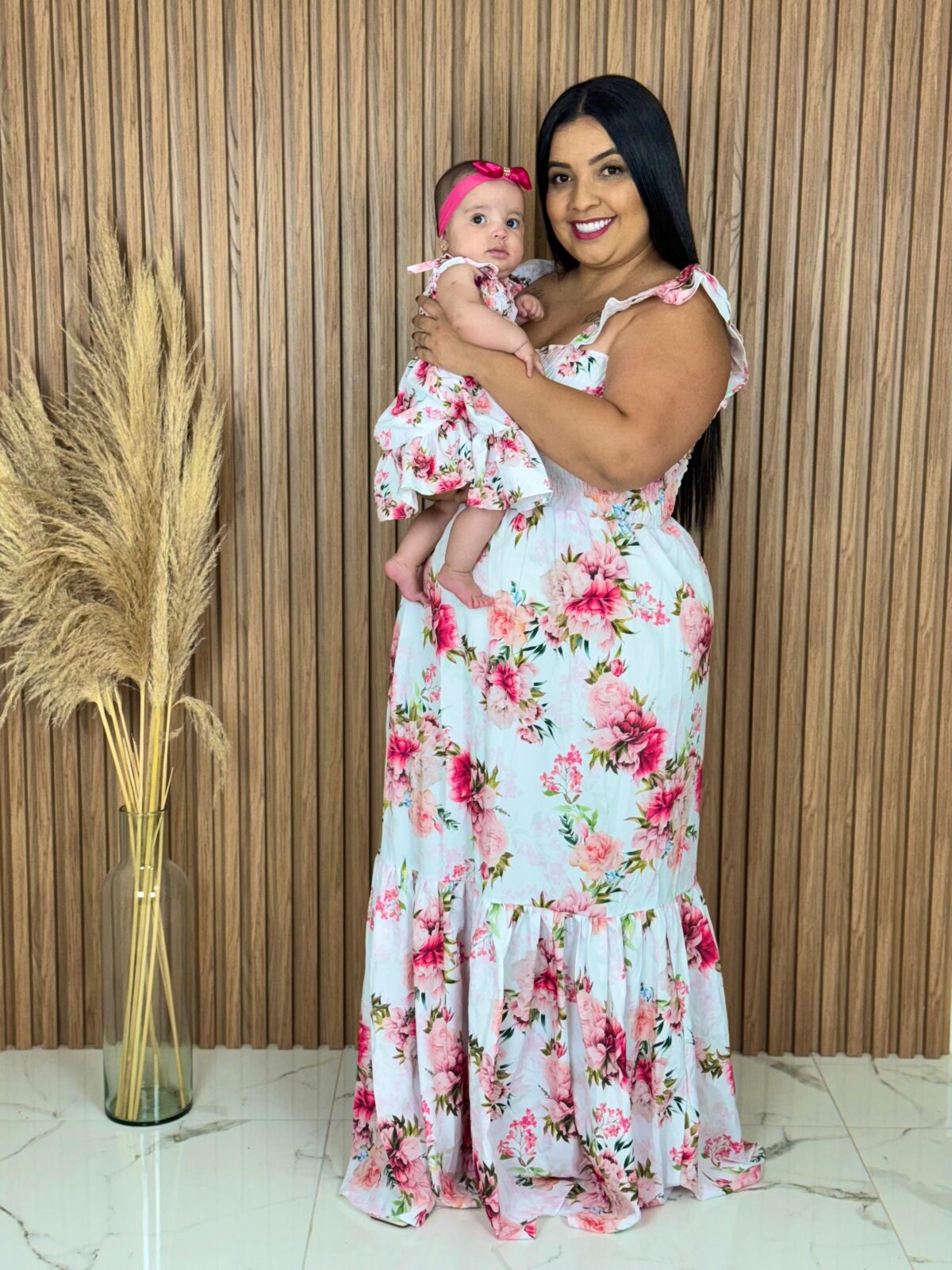 Vestido Filha Branco com Rosas - Imagem 3