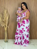 Vestido Mãe e Filha Longo / Branco e Roxo - Imagem 4