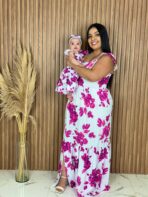 Vestido Mãe e Filha Longo / Branco e Roxo - Imagem 3