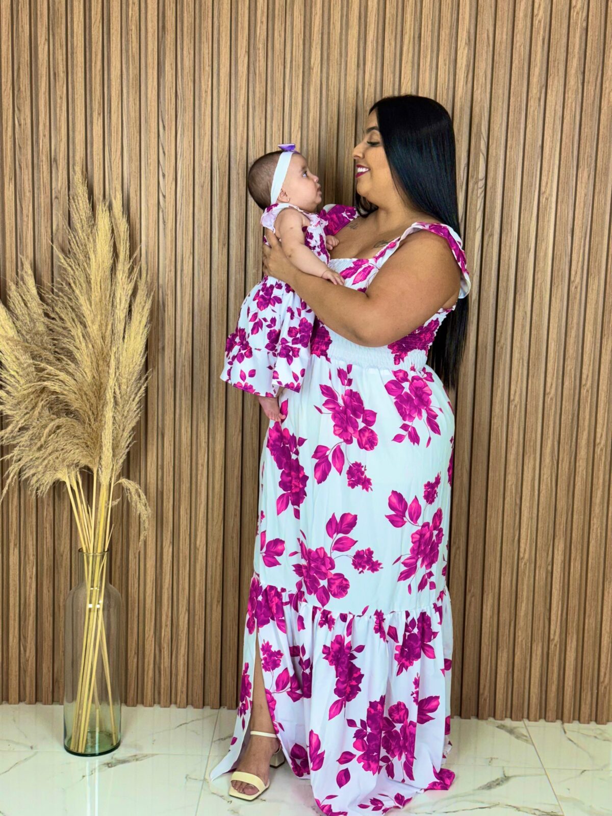 Vestido Filha Branco e Roxo - Imagem 3