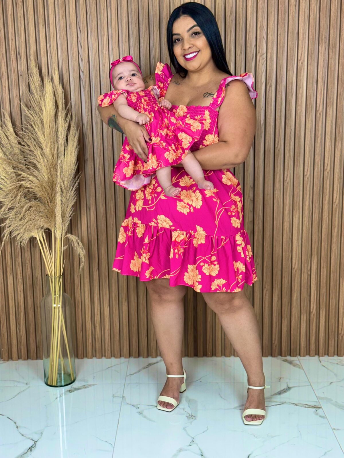 Vestido Mãe e Filha Curto / Rosa - Imagem 2