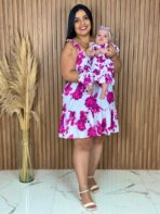 Vestido Mãe e Filha Curto / Branco e Roxo - Imagem 2