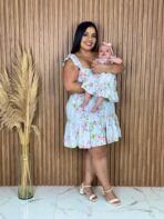 Vestido Mãe e Filha Curto / Branco Borboleta