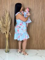 Vestido Mãe e Filha Curto / Azul Bebe - Imagem 3