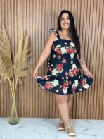 Vestido Curto / Preto com Vermelho