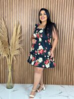 Vestido Curto / Preto com Vermelho - Imagem 3