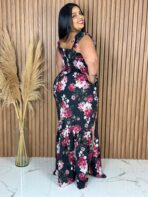 Vestido Longo / Preto com Vinho - Imagem 2