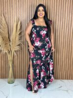 Vestido Longo / Preto com Vinho - Imagem 3