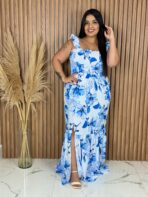 Vestido Longo / Branco e Azul