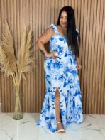 Vestido Longo / Branco e Azul - Imagem 3