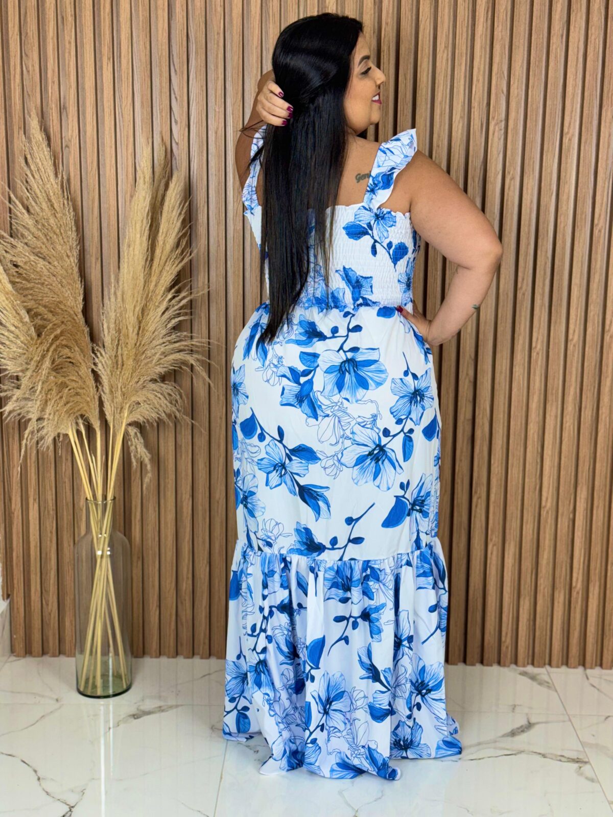 Vestido Longo / Branco e Azul - Imagem 2