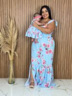 Vestido Mãe e Filha longo / Azul Bebe - Imagem 2