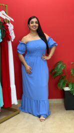 Vestido Longo Ciganinha /  Azul
