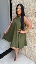 Vestido Plus Costa Nua / Verde Militar