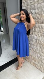 Vestido Plus Costa Nua / Azul