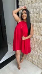 Vestido Plus Costa Nua / Vermelho