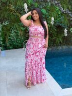 Conjunto Estampado / Branco com Pink