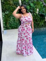 Conjunto Estampado / Branco com Rosas