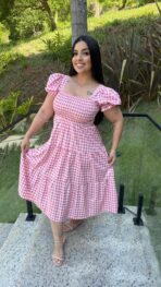 Vestido Longo / Rosa Xadrez
