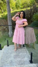 Vestido Longo / Rosa Xadrez - Imagem 4