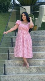 Vestido Longo / Rosa Xadrez - Imagem 2