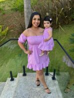 Vestido Mãe e Filha Curto / Lilás Xadrez