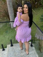 Vestido Mãe e Filha Curto / Lilás Xadrez - Imagem 2