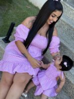 Vestido Mãe e Filha Curto / Lilás Xadrez - Imagem 3