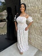 Vestido Longo Ciganinha / Branco Cereja