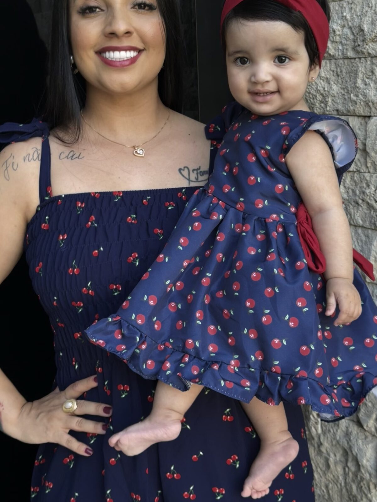 Vestido Mãe longo e Filha  / Azul Cereja - Imagem 2