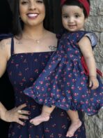 Vestido Mãe longo e Filha  / Azul Cereja - Imagem 2