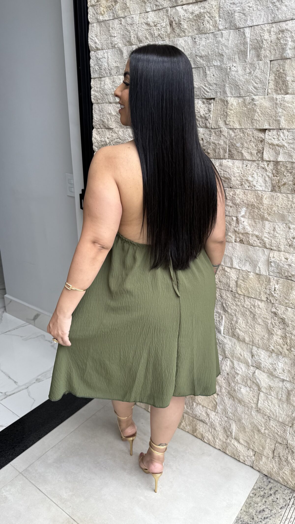 Vestido Plus Costa Nua / Verde Militar - Imagem 2