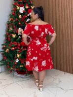 Vestido Ciganinha Plus Size / Vermelho com Flores - Imagem 2
