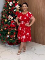 Vestido Ciganinha Plus Size / Vermelho com Flores