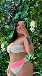 Biquíni Cintura Alta / Branco com Pink - Imagem 2