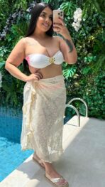 Saia Saída de Praia com Babado / Nude