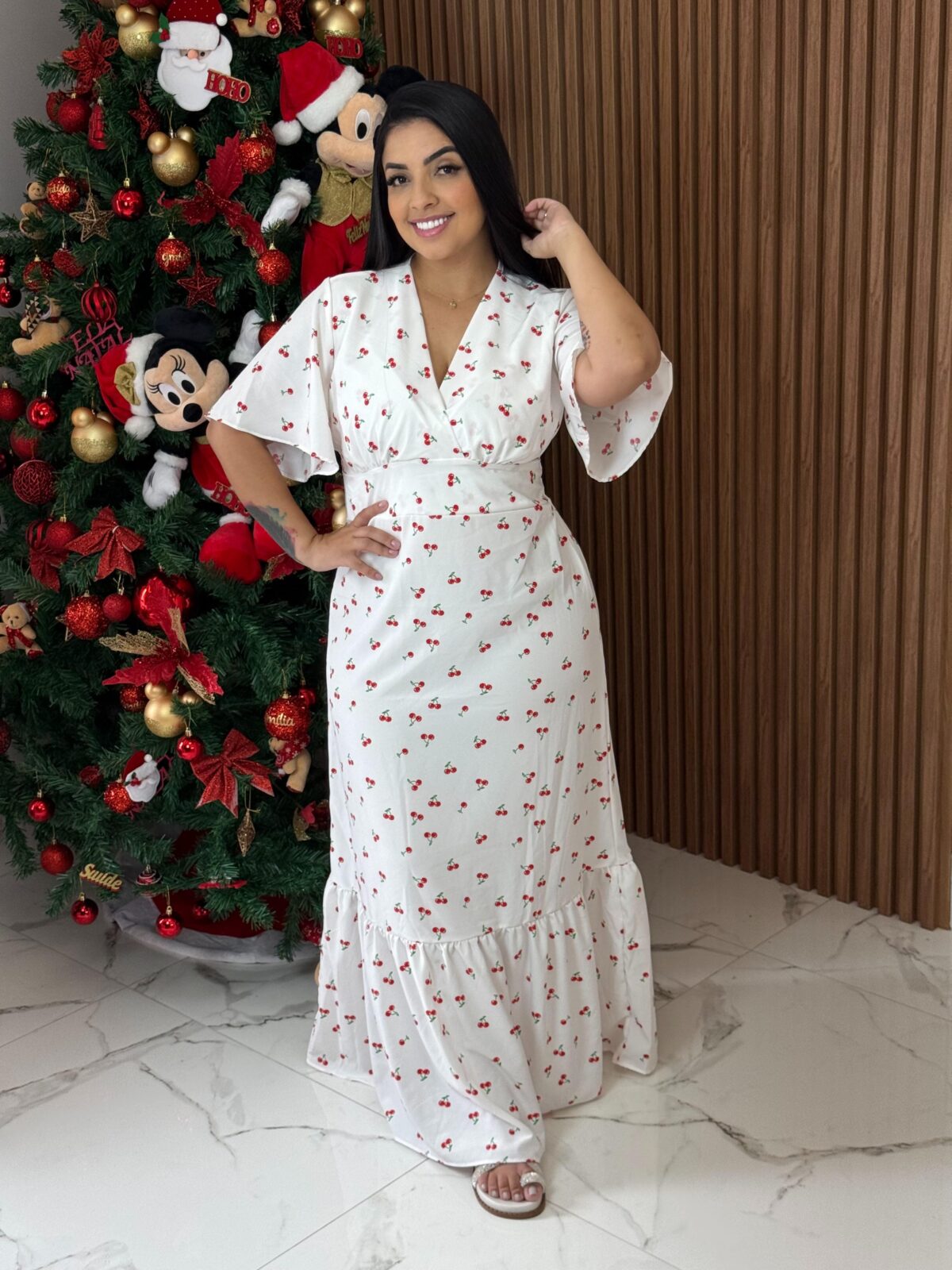 Vestido Longo Cereja Casual - Imagem 4