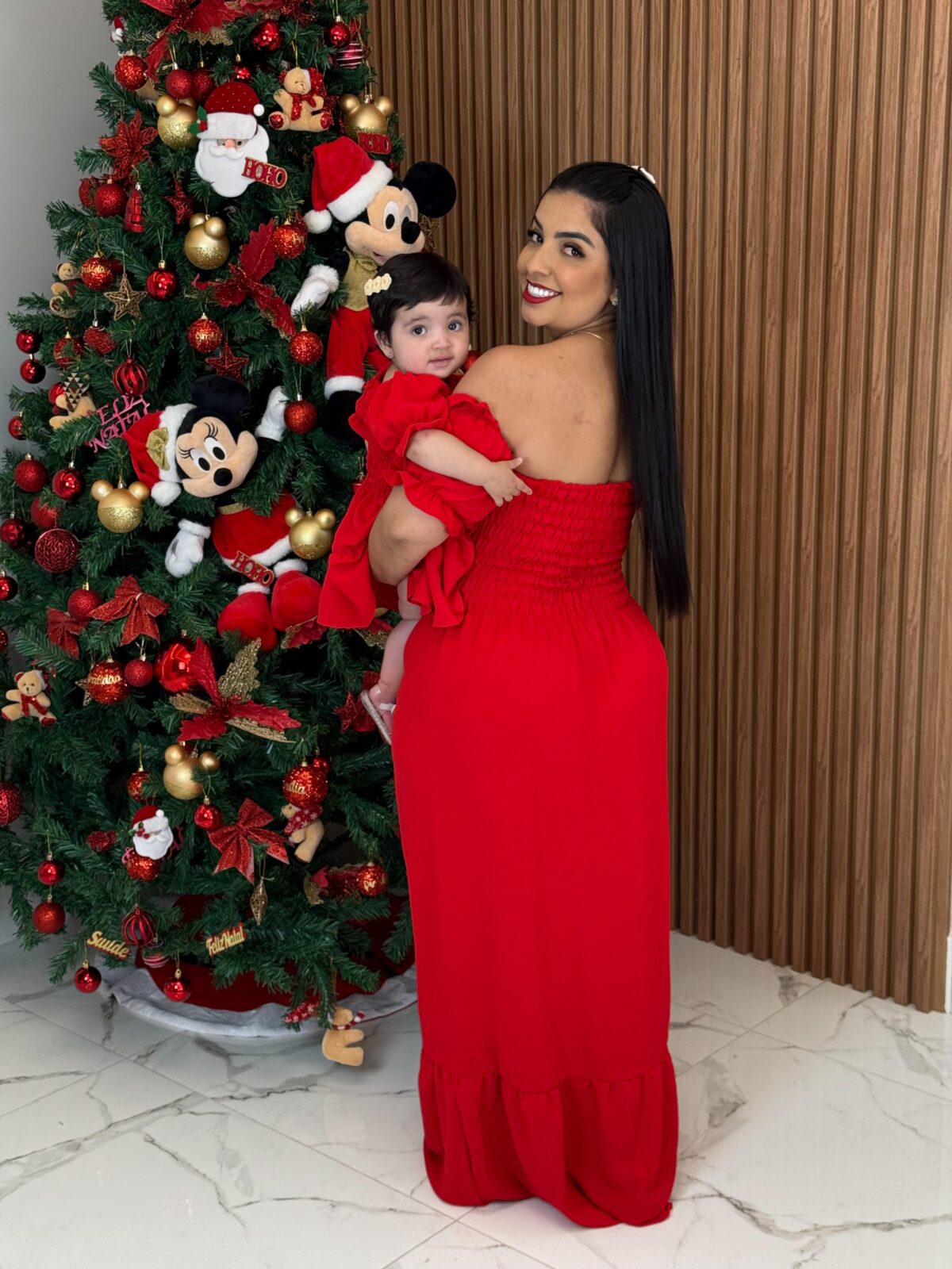 Vestido Mãe e Filha Longo Ciganinha / Vermelho Liso - Imagem 2