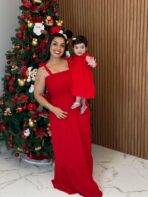 Vestido Mãe e Filha Longo / Vermelho Liso - Alcinha
