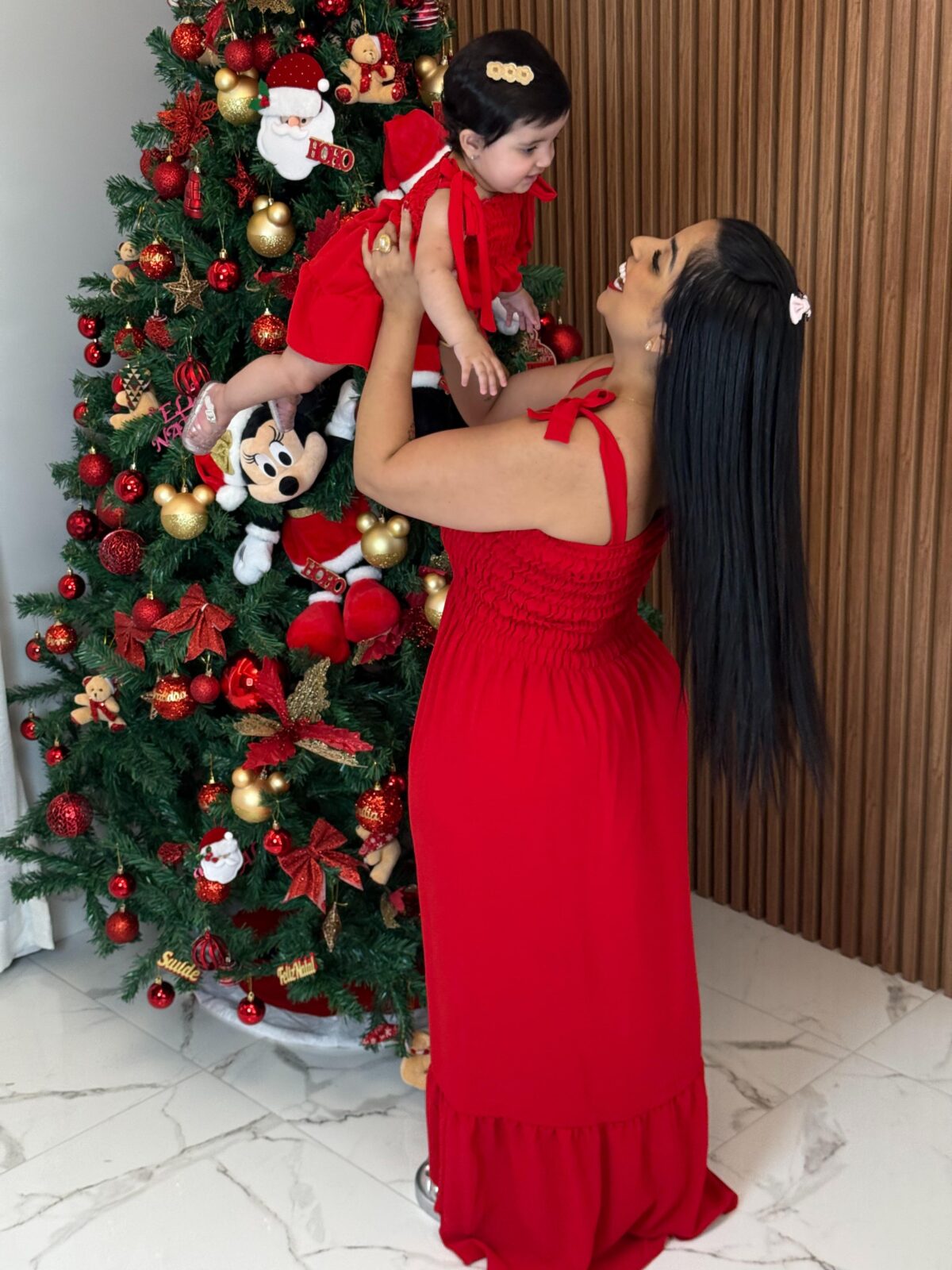 Vestido Mãe e Filha Longo / Vermelho Liso - Alcinha - Imagem 2