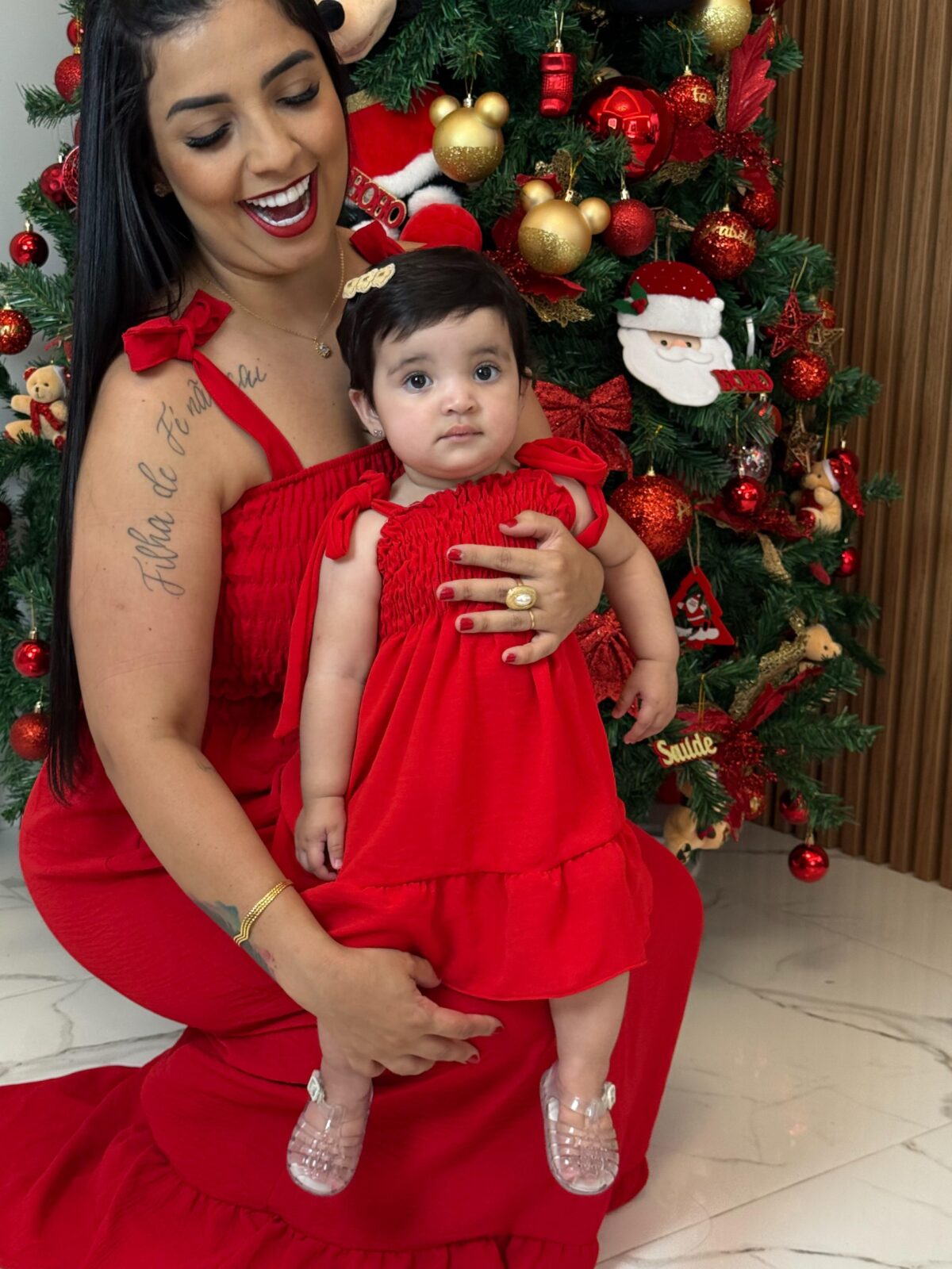 Vestido Mãe e Filha Longo / Vermelho Liso - Alcinha - Imagem 3