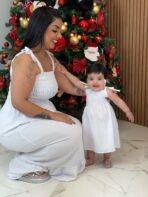 Vestido Mãe e Filha Longo / Branco Liso - Alcinha - Imagem 2