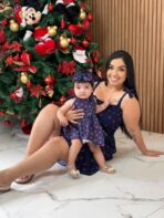 Vestido Mãe e Filha Curto / Azul Cereja - Imagem 4