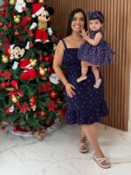 Vestido Mãe e Filha Curto / Azul Cereja