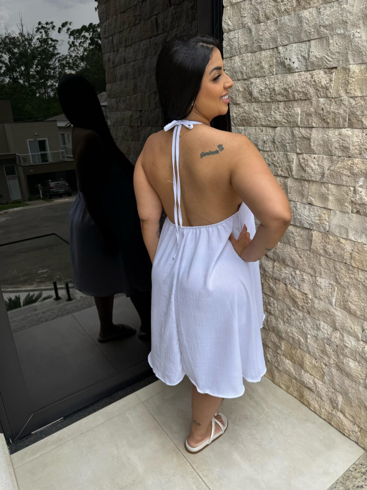 Vestido Plus Costa Nua / Branco - Imagem 2